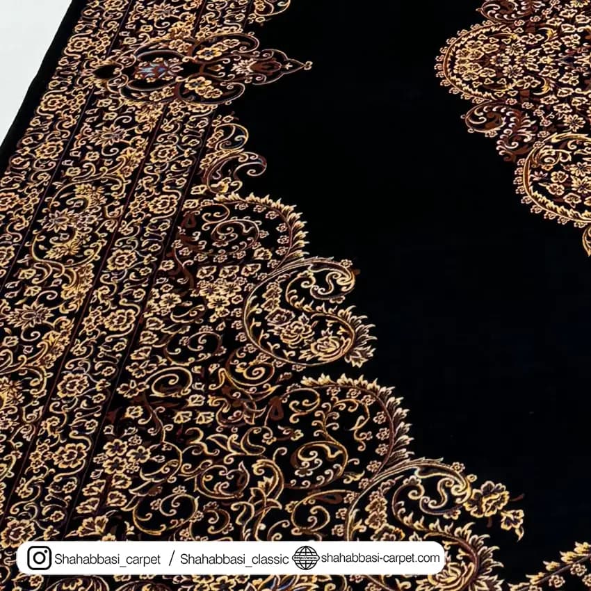 فرش تمام ابریشم کد 52 مشکی — تصویر ۵