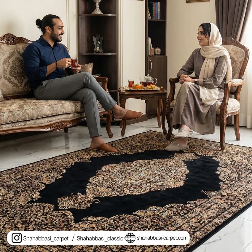 فرش تمام ابریشم کد 52 مشکی