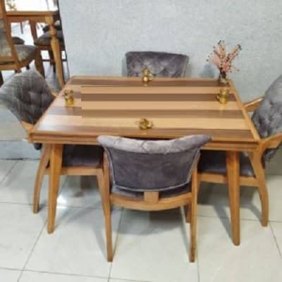 میز ناهارخوری چهار نفره مدل پیچک تماماً چوب