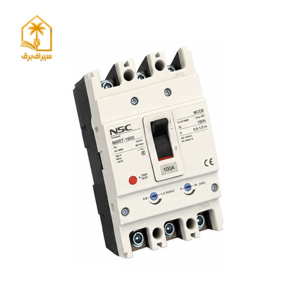 کلید اتوماتیک MCCB تنظیمی 100 آمپر سه پل برند NSC مدل M6RT-160S — تصویر ۳