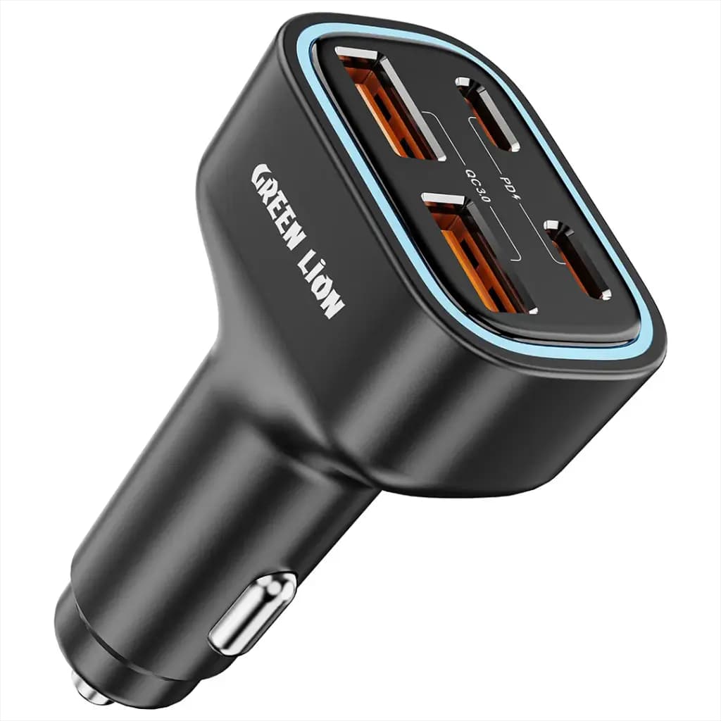 شارژر فندکی خودرو چهار پورت گرین لاین Green Lion Quad Port 70W Car Charger
