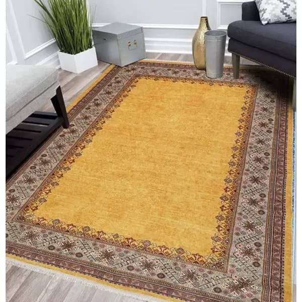 فرش ماشینی سنتی طرح 100336 زرد 1000 شانه - Paeez — تصویر ۳
