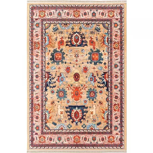 فرش ماشینی سنتی طرح 25CS0260 طلایی 1000 شانه - Paeez
