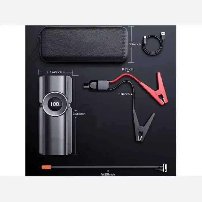 پاوربانک ۱۰۰۰۰ و کمپرسور باد و جامپ استارتر خودرو گرین لاین Green Lion Portable Jump Starter — تصویر ۸