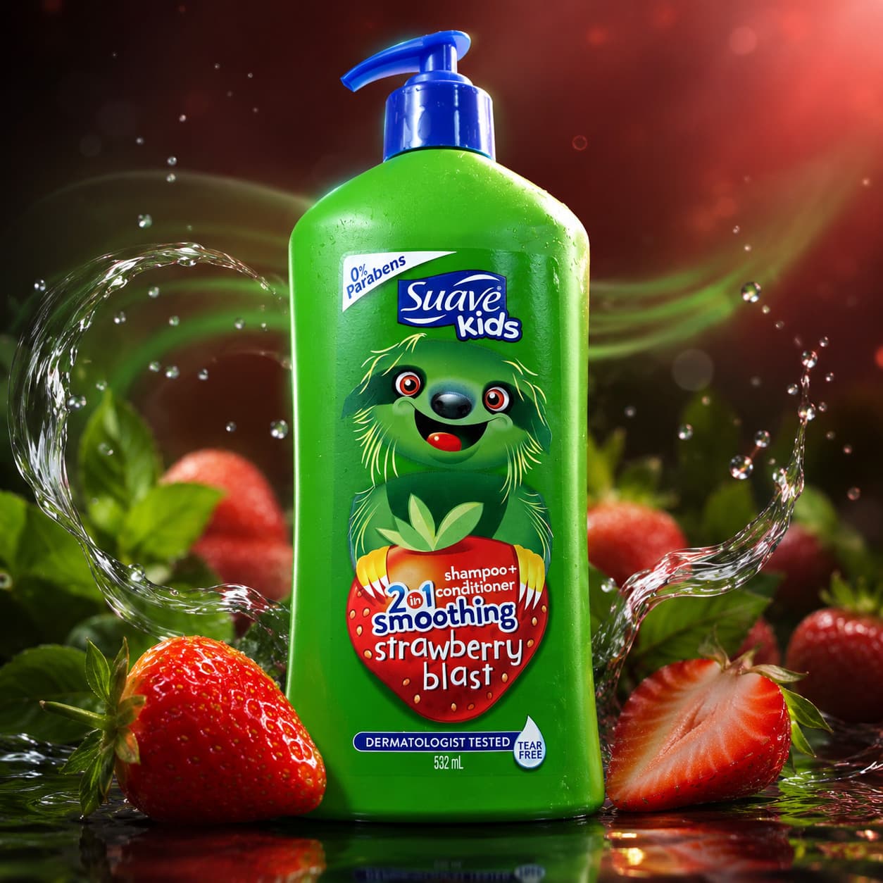 شامپو و نرمکننده کودک 2 در 1 Suave Kids مدل Smoothing Strawberry Blast — تصویر ۵