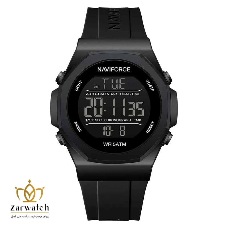 ساعت مچی دیجیتال مردانه ناوی فورس مدل 7117-BB – صفحه مشکی – بند رابر