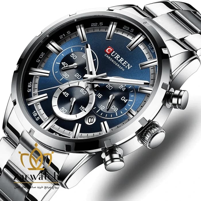 ساعت مچی مردانه کارن مدل 8355-BLUE – صفحه آبی – بند استیل — تصویر ۵