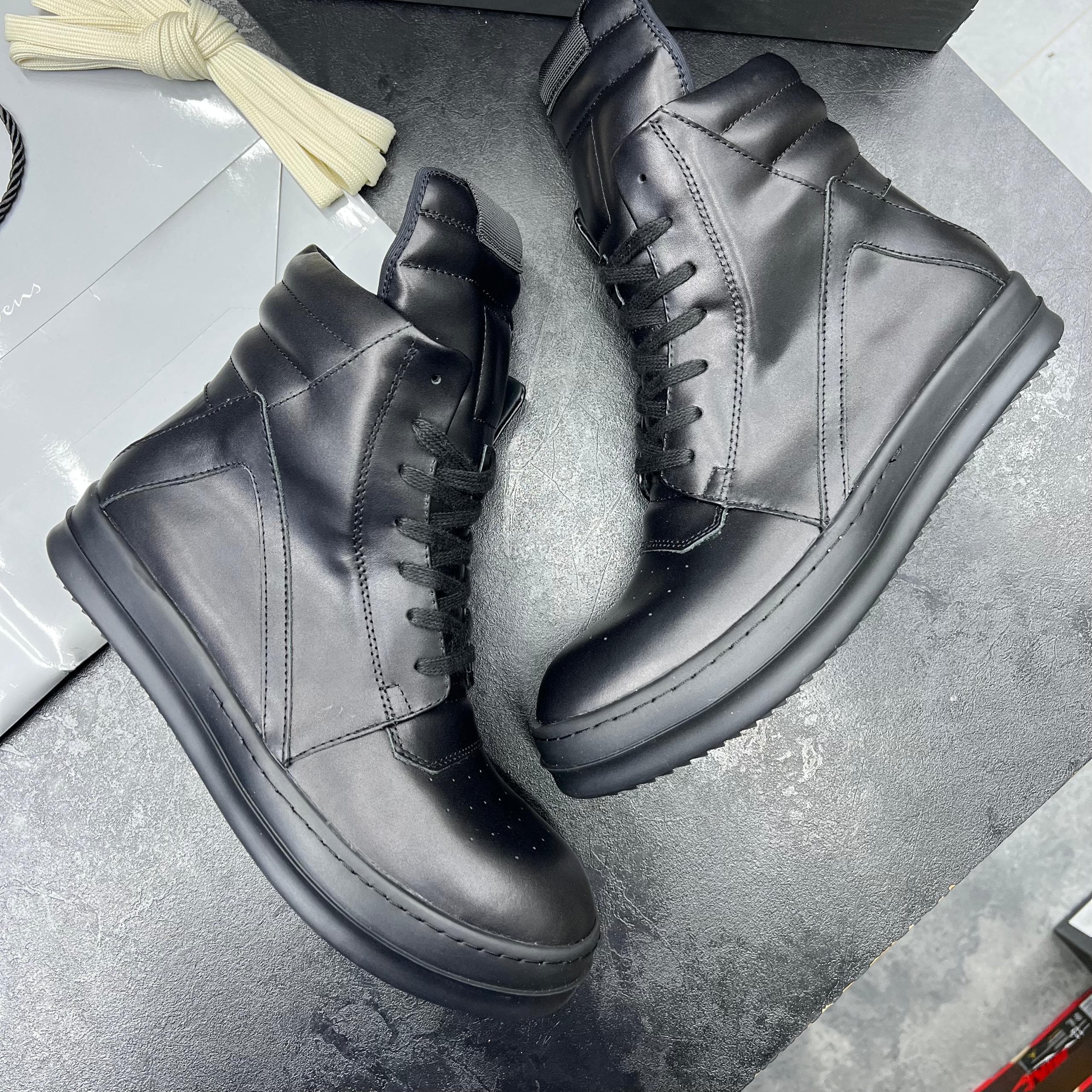 ریک اونز بلک لتر (رپلیکا کوالیتی) RICK OWENS BLACK LEATHER GEOBASKET — تصویر ۳