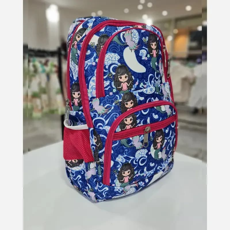کوله پشتی مدرسه دخترانه طرح پری دریایی آبی — تصویر ۲
