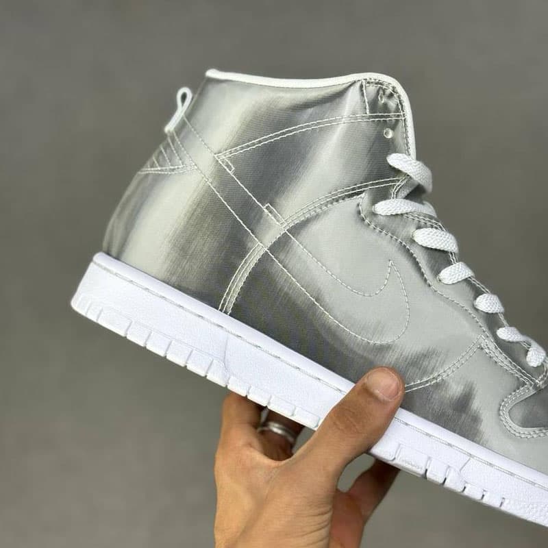 نایک دانک ساقدار سیلور متالیک Nike Dunk High x CLOT Metallic Silver — تصویر ۲