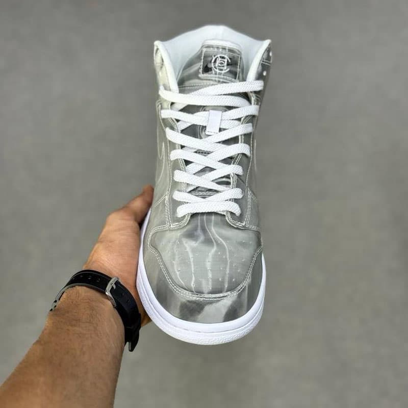 نایک دانک ساقدار سیلور متالیک Nike Dunk High x CLOT Metallic Silver — تصویر ۳