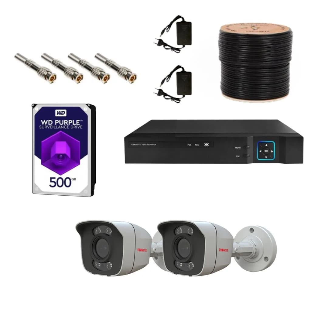 پکیج کامل دوربین مداربسته پیناکل PHC-4224W دو عددی