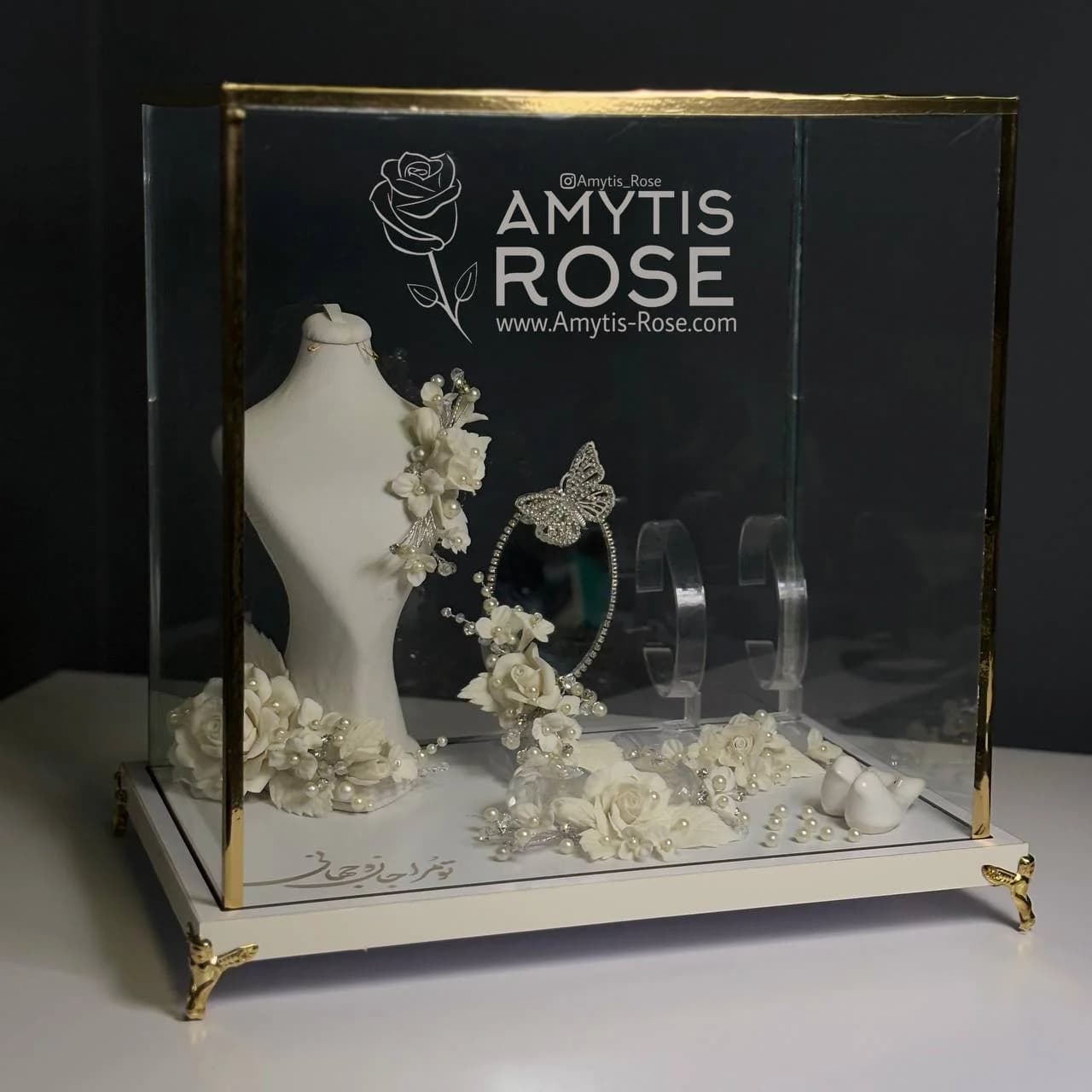 استند جواهرات / باکس جای جواهر با شیشه 1005# | آمیتیس رز - Amytis Rose