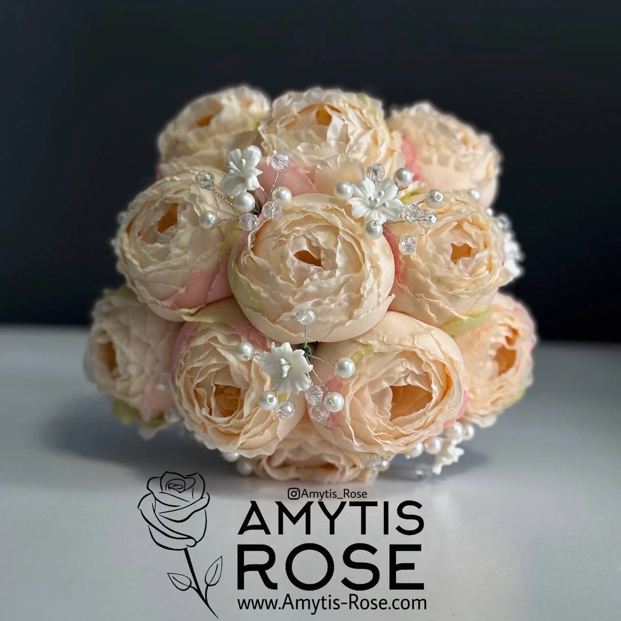 دسته گل عروس مدل پیونی 604# | آمیتیس رز - Amytis Rose