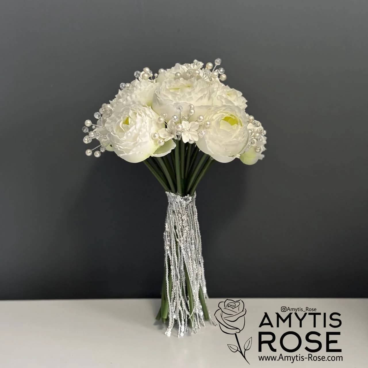 دسته گل عروس مدل پیونی 602# | آمیتیس رز - Amytis Rose — تصویر ۲