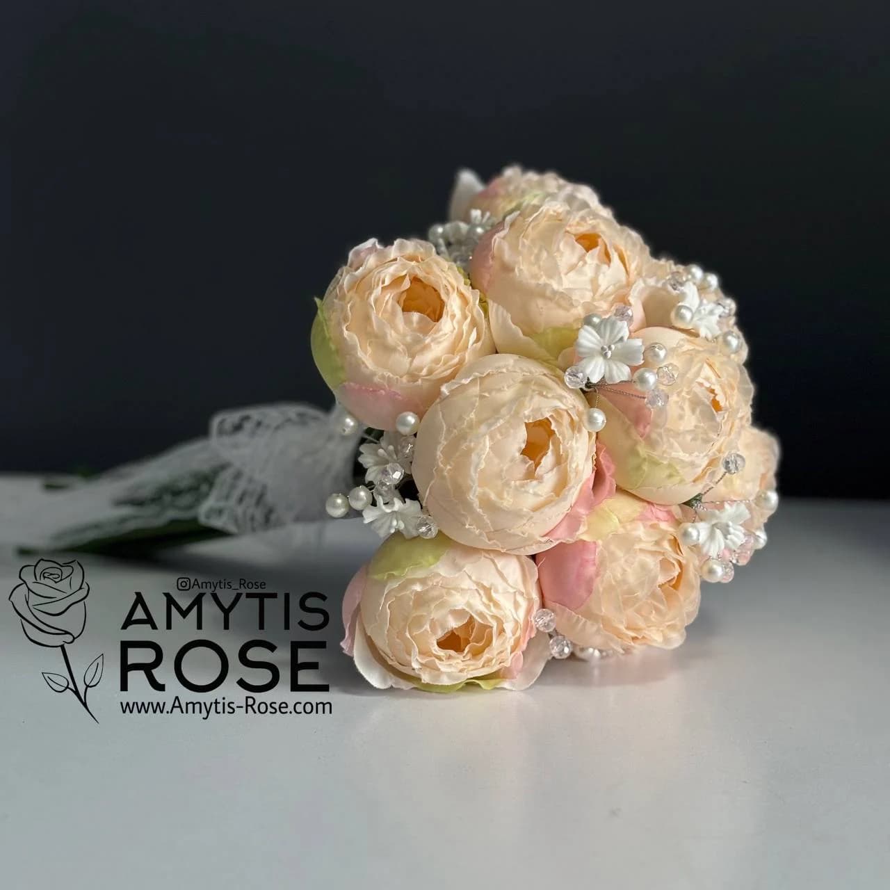 دسته گل عروس مدل پیونی 601# | آمیتیس رز - Amytis Rose