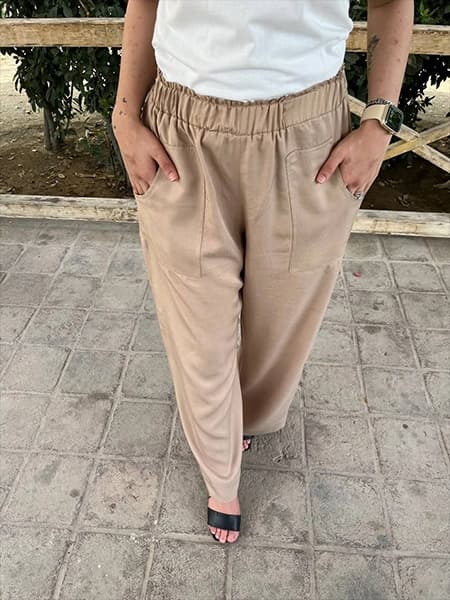 شلوار مزونی تابستانی تنسل ترک با کیفیک *5 رنگ* — تصویر ۵