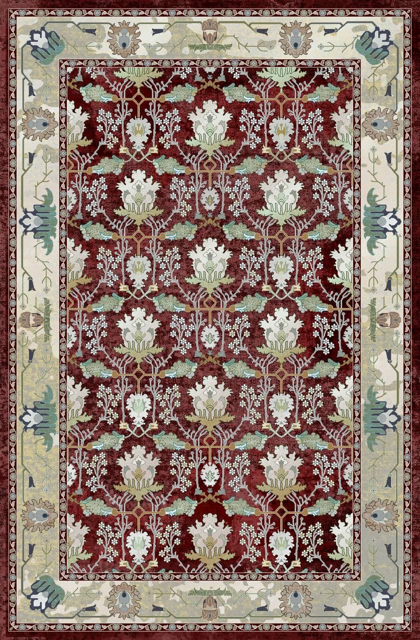 زیر سفره ای مخمل پورشه طرح سنتی برند فرمهر کد tbt-f13893