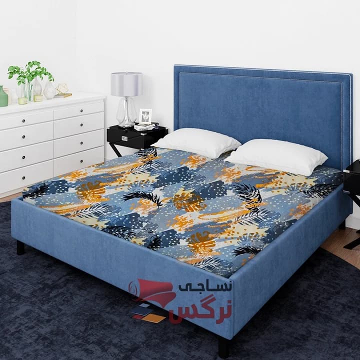 ملحفه نخ پلی استر طرح برگ آبرنگی عرض 2 کد 260 — تصویر ۲