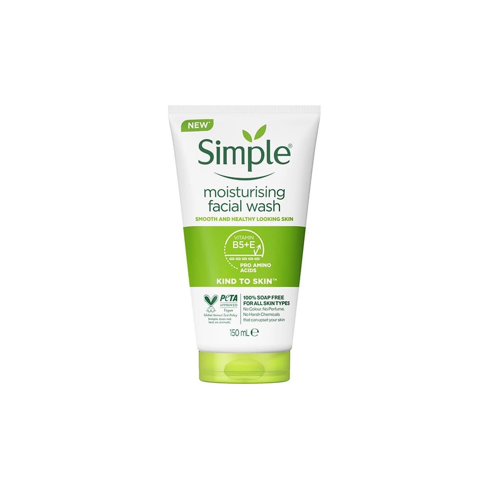 ژل شستشوی مرطوب کننده و آبرسان سیمپل simple حجم 150میل| Simple moisturising facial wash
