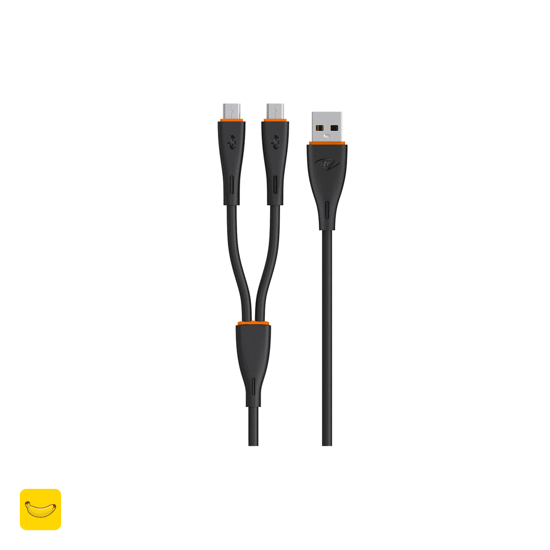 کابل شارژر دوکاره usb به میکرو و میکرو برند itel مدل X11