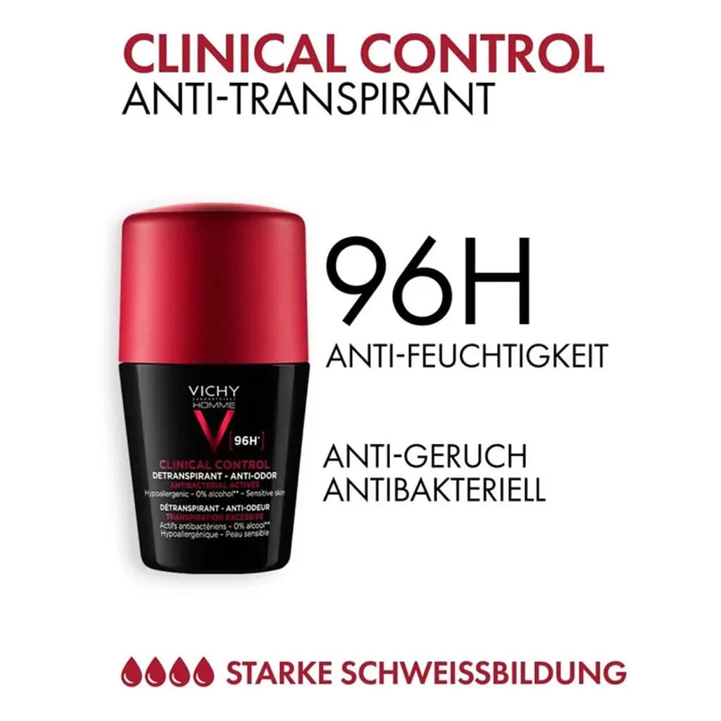 مام رول ضد تعریق ویشی مدل Homme 96hr Clinical Control حجم 50 میل — تصویر ۶