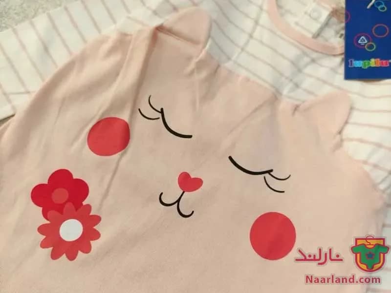سرهم نوزادی بدون جوراب لوپیلو سفید صورتی طرح گربه — تصویر ۲