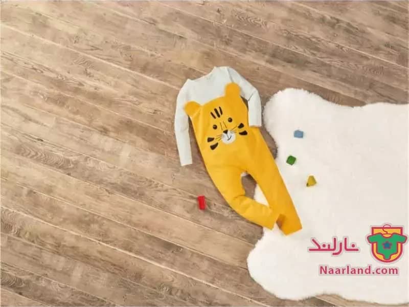سرهم نوزادی بدون جوراب لوپیلو سفید زرد طرح شیر — تصویر ۲