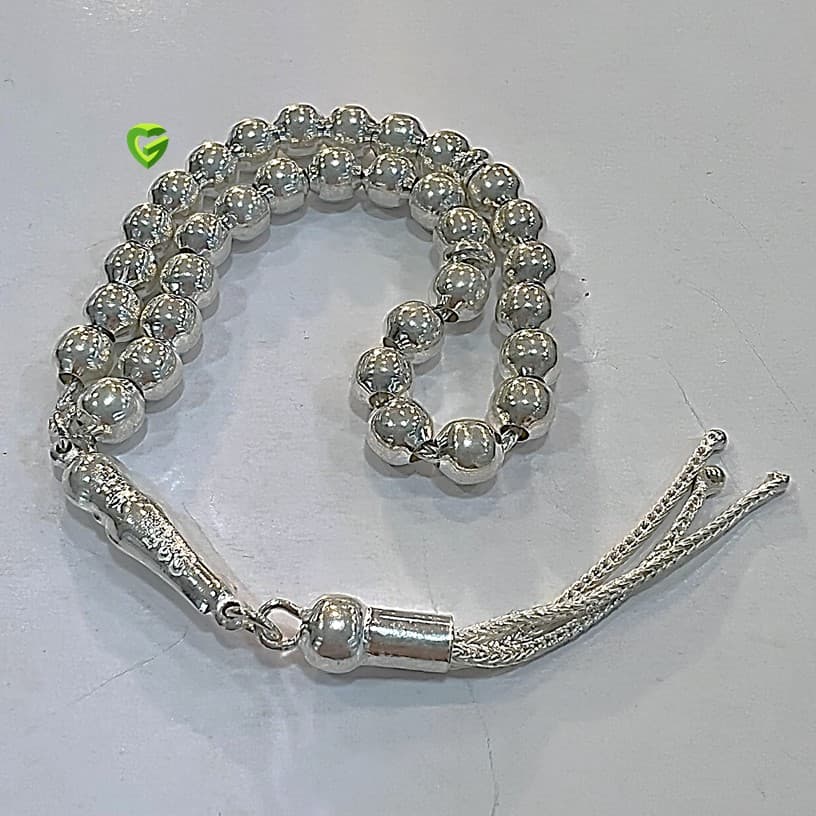 تسبیح نقره گردکوچک کد2130