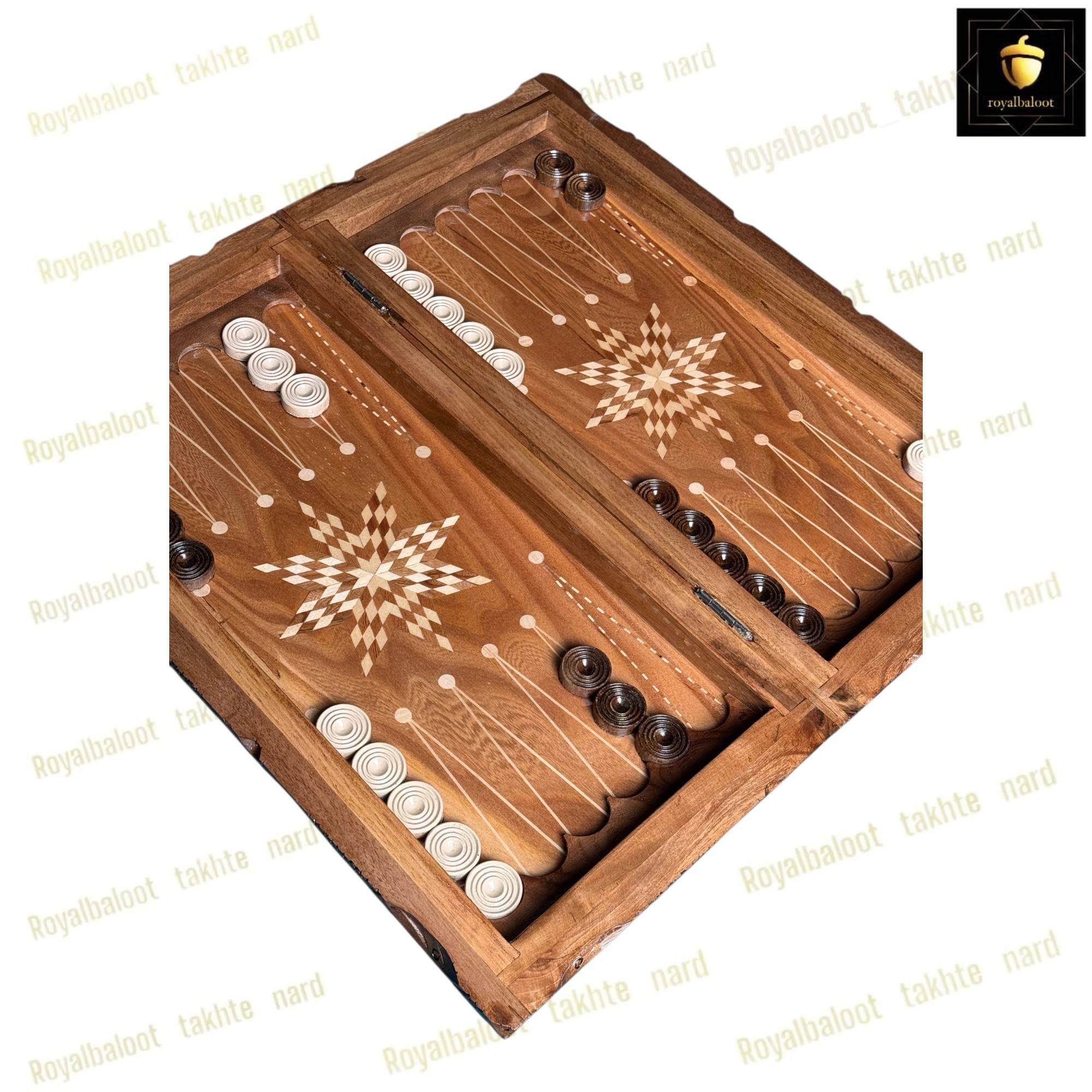 تخته نرد و شطرنج چوب گردو دست ساز کد 661 — تصویر ۳