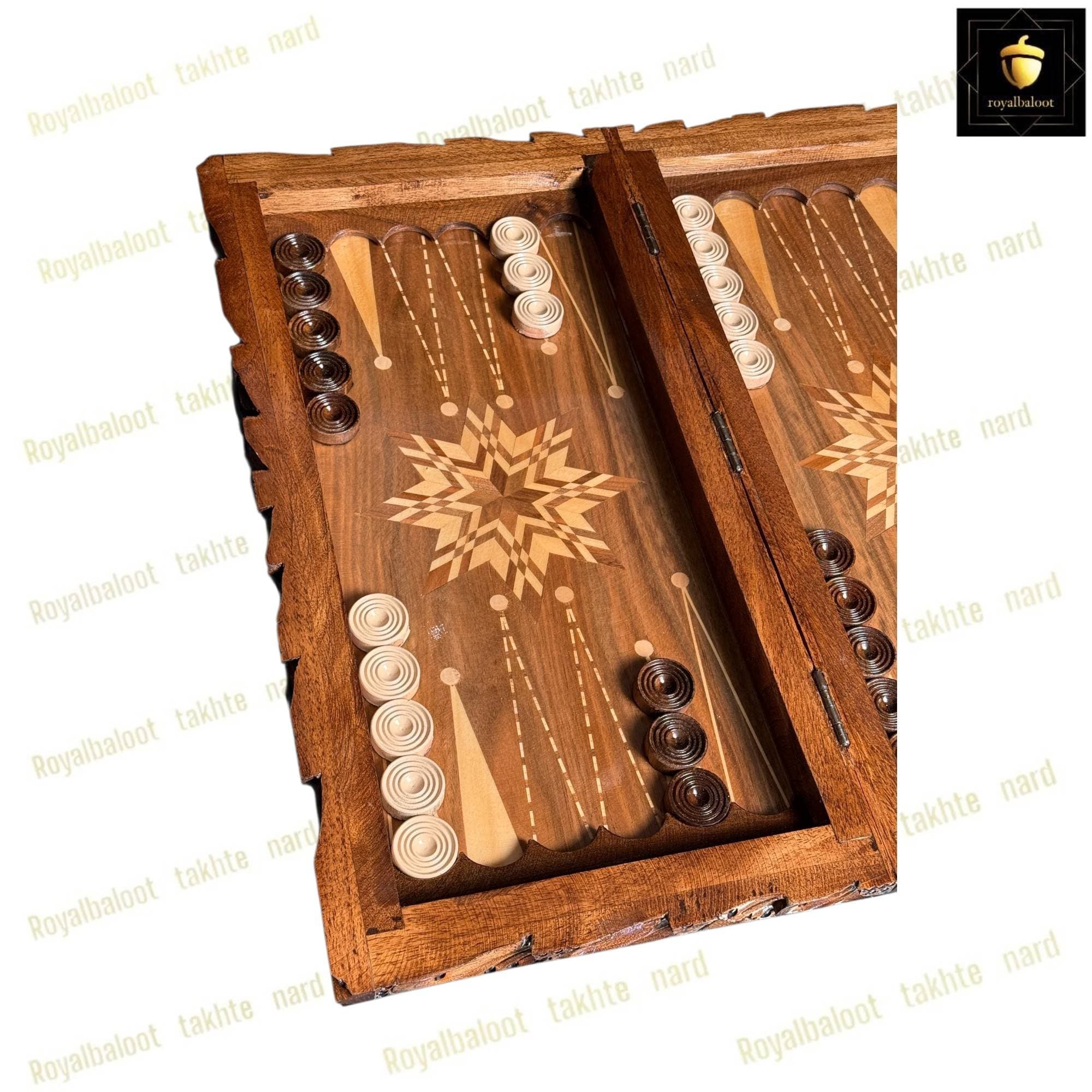 تخته نرد و شطرنج چوبی دست ساز دوطرفه کد 652 — تصویر ۴