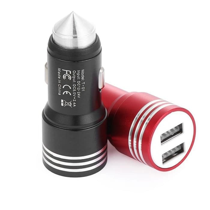 شارژر فندکی خودرو دو خروجی USB با جریان 2.4 آمپر رنگ آبی — تصویر ۳