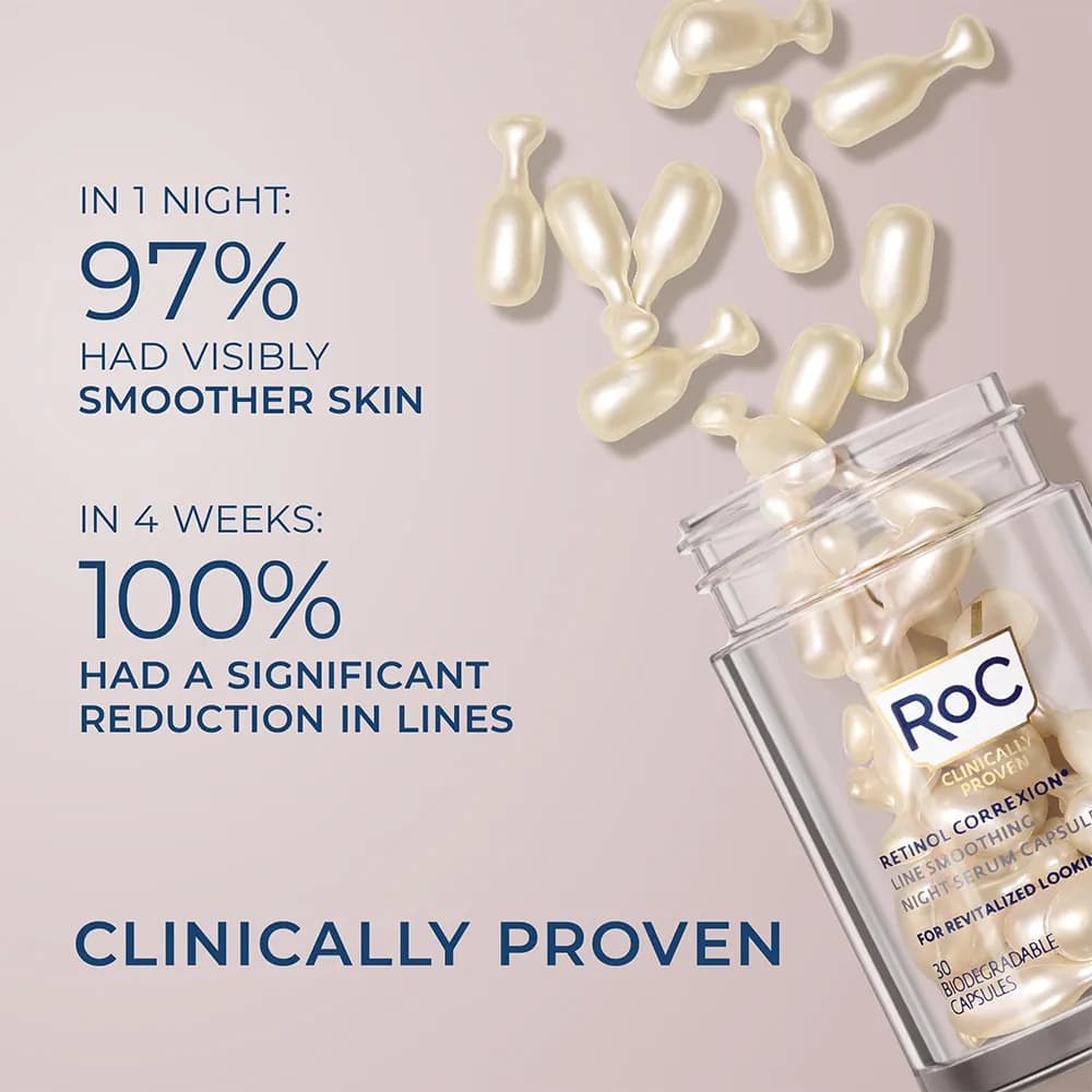سرم کپسولی رتینول شب راک Roc ضد چین و چرک مناسب مبتدی RoC Retinol Correxion آمریکا اورجینال — تصویر ۵
