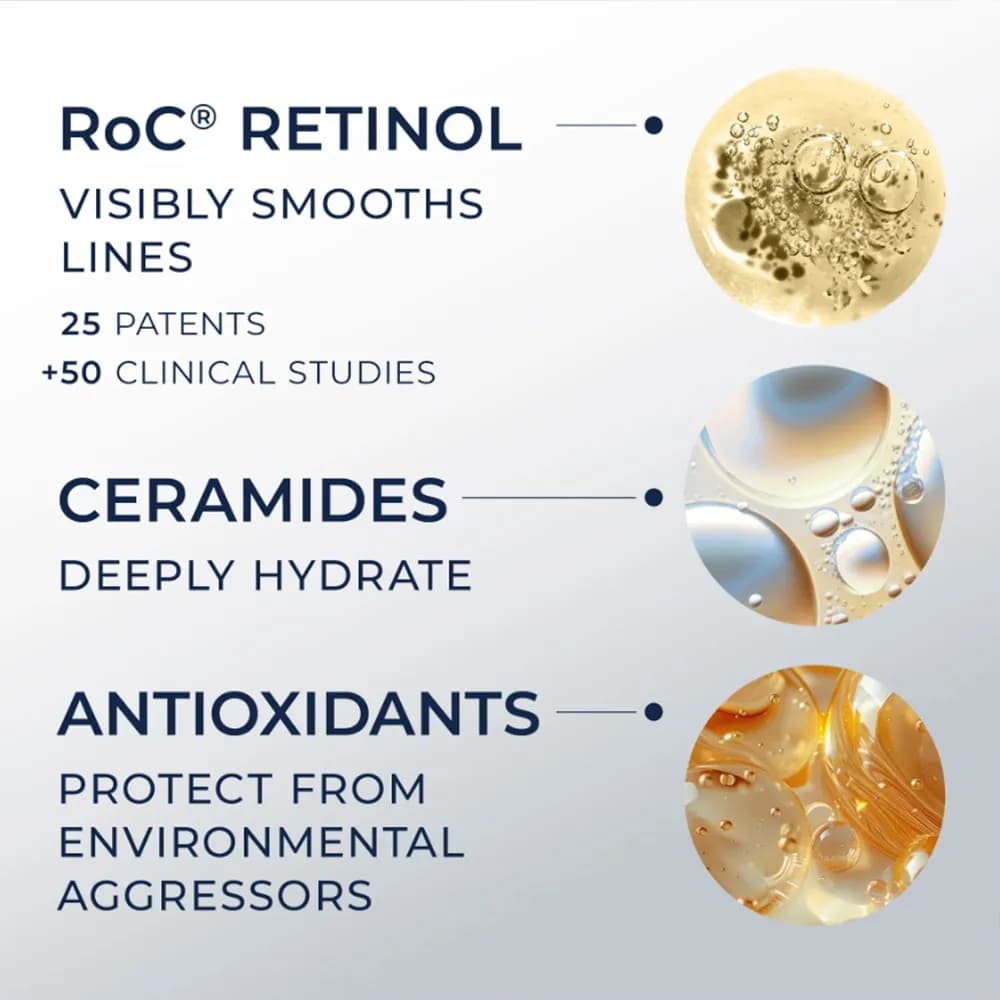 سرم کپسولی رتینول شب راک Roc ضد چین و چرک مناسب مبتدی RoC Retinol Correxion آمریکا اورجینال — تصویر ۴