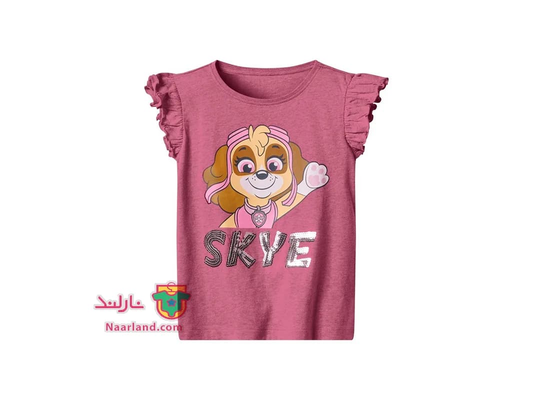 تیشرت دخترانه Paw Patrol پولک دار طرح سگهای نگهبان صورتی