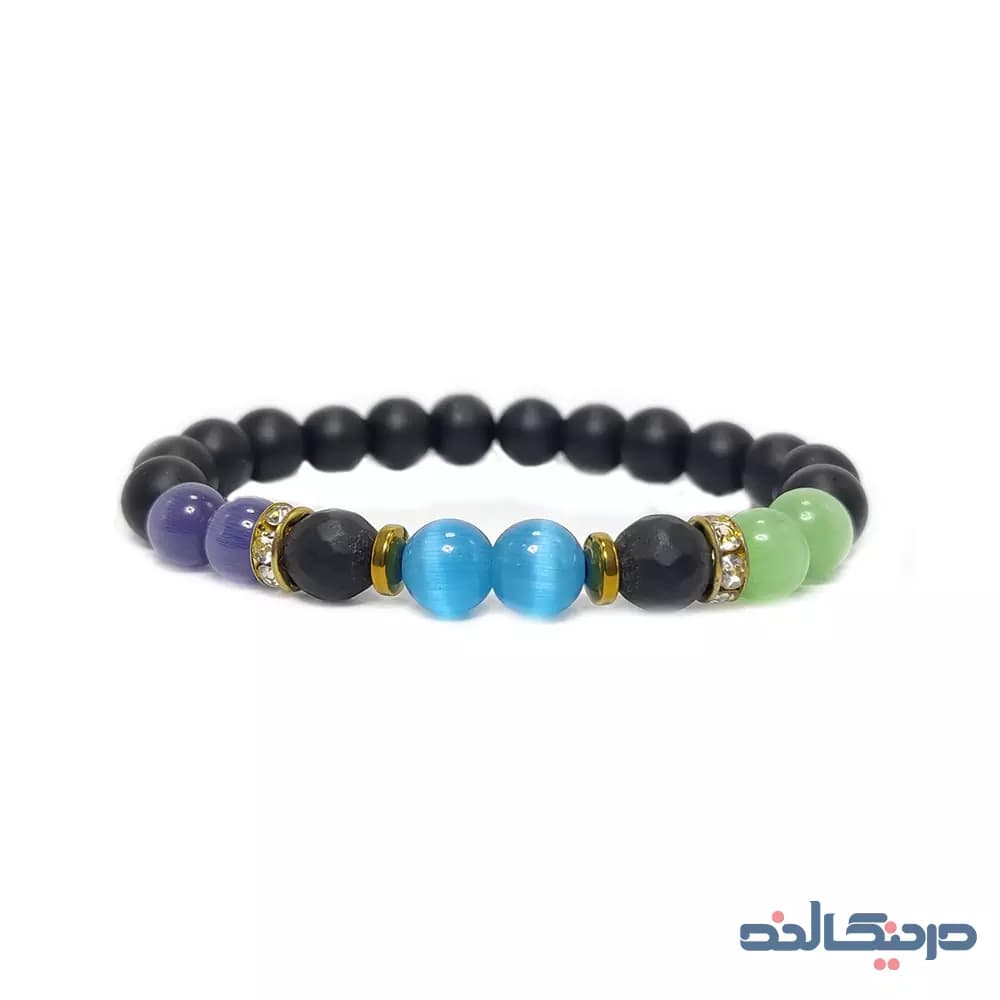 دستبند سنگ چشم گربه 3 رنگ + اصل و طبیعی