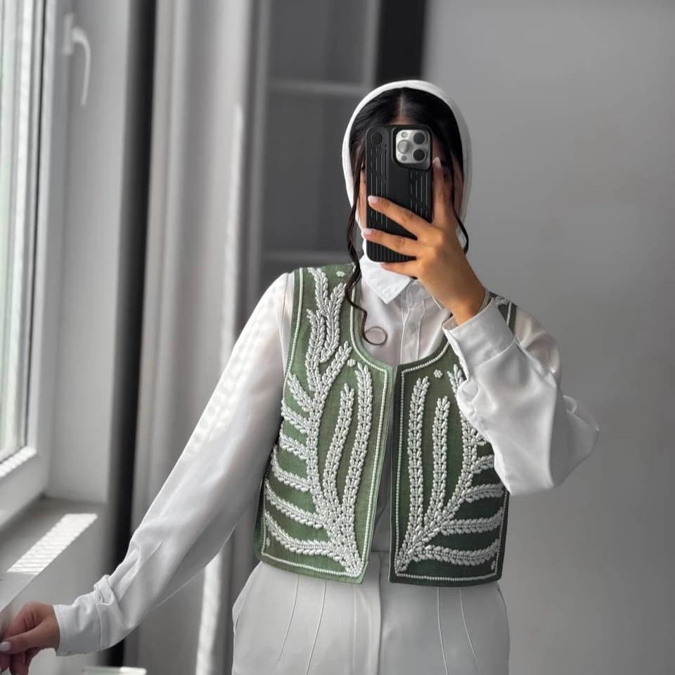 سخمه جواهردوزی لینن طرح خوشه پر کد 1195 — تصویر ۲