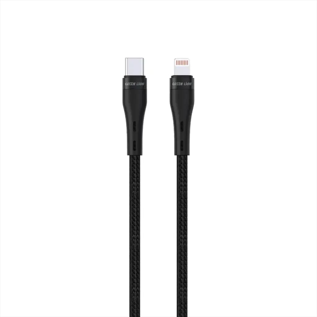 کابل نایلونی 5 متری تایپ سی به لایتنینگ 20 وات گرین لاین(GNUC2LBC5BK)Green Lion USB-C to Lightning Braided Cable 20w