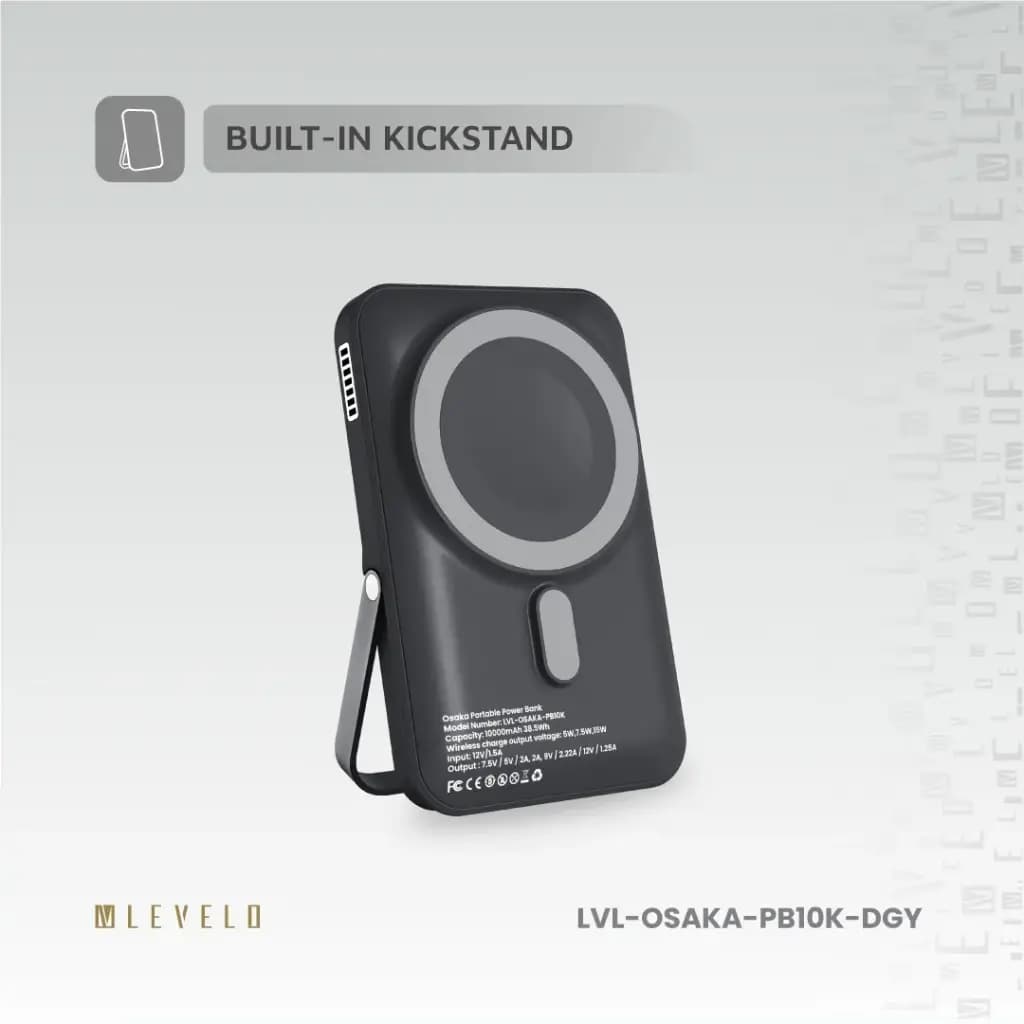 پاوربانک قابل حمل 10 هزار Osaka لولو(LVL-OSAKA)Levelo Osaka Portable 10000mAh Power Bank – Dark Grey — تصویر ۷