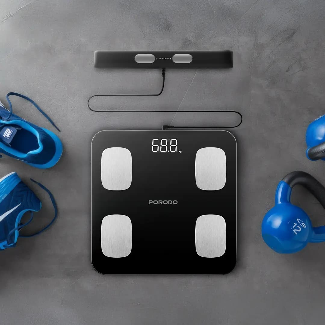 ترازو هوشمند همراه با دسته هوشمند پرودو (PD-LFST089-BK) Porodo Lifestyle Precise Analysis Smart Scale – Black — تصویر ۵