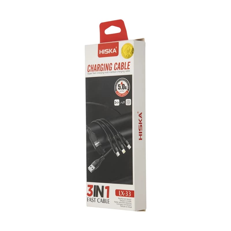 کابل تبدیل USB به MicroUSB / USB-C / لایتنینگ هیسکا مدل LX-33 طول 1.2 متر — تصویر ۲