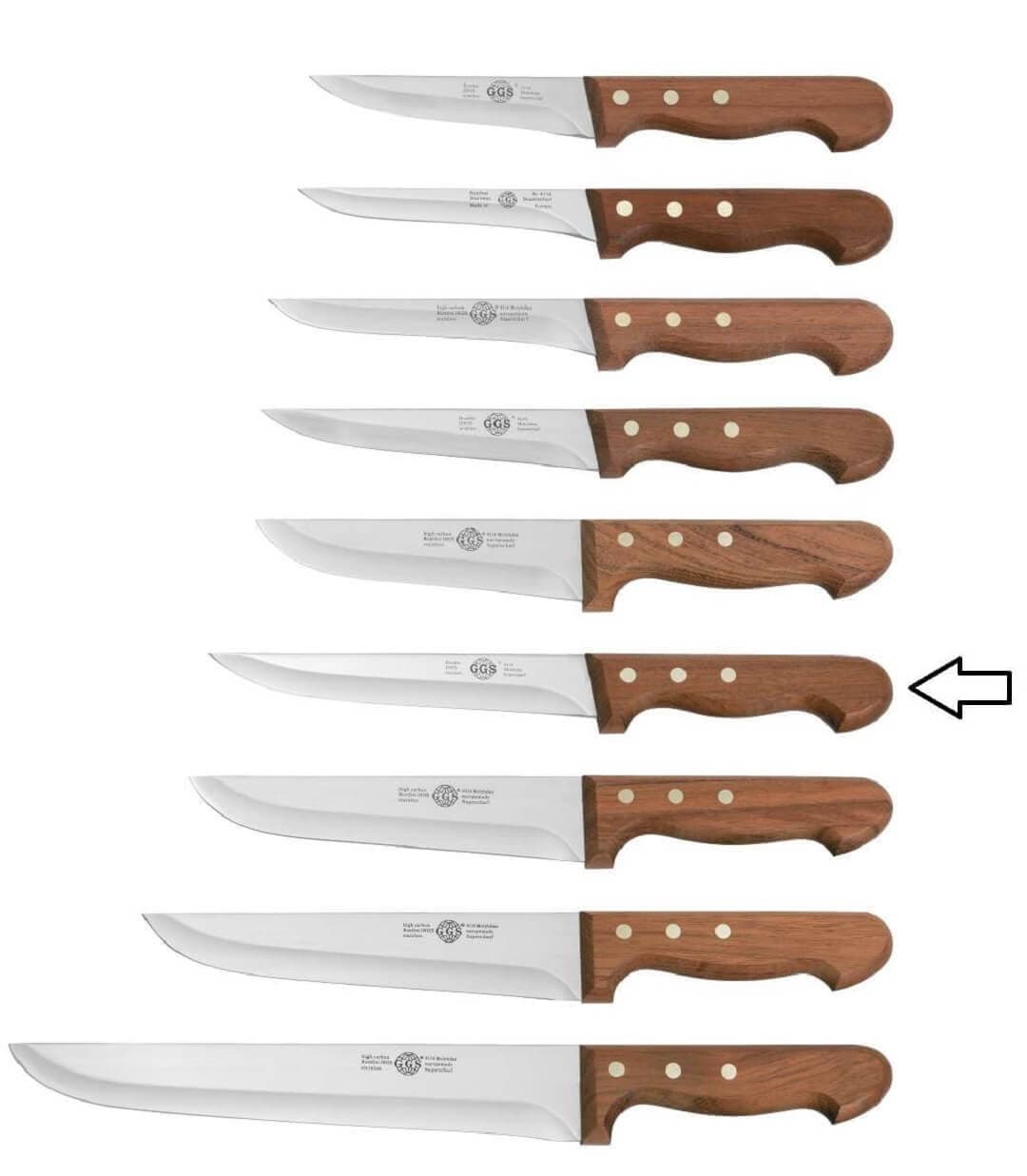چاقوی بیخصی پهن برند جی جی اس اصل آلمان 18 سانتی متری (سایز 7) – GGS model 041-14 18 cm — تصویر ۲