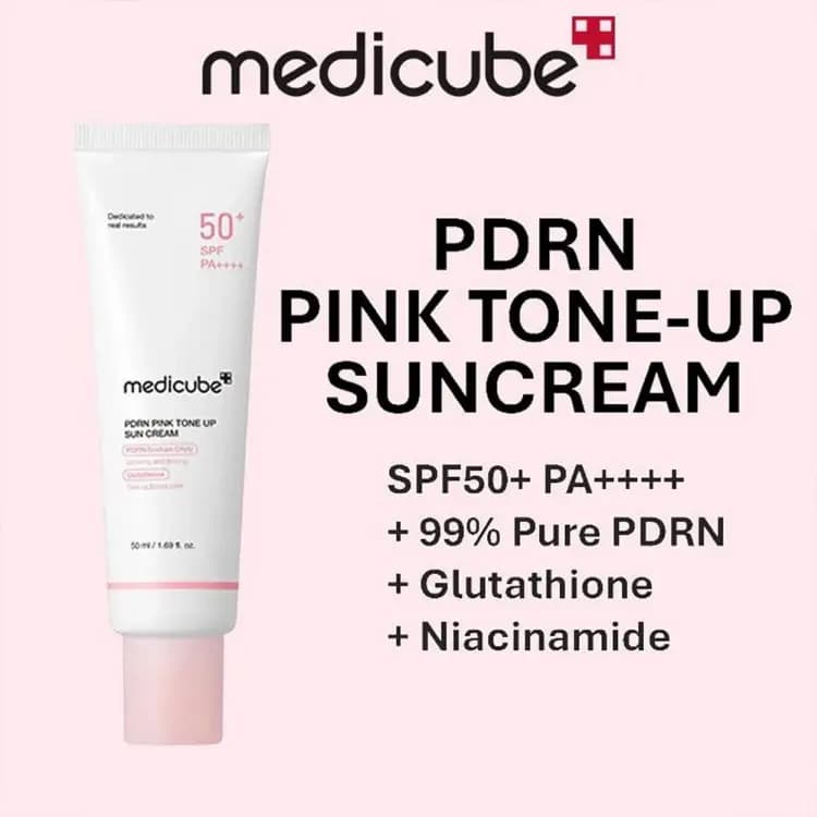 کرم ضدآفتاب صورتی PDRN تون آپ مدی کیوب پینک SPF50+ حجم 50 میل | Medicube PDRN Pink Tone Up Sun Cream — تصویر ۶