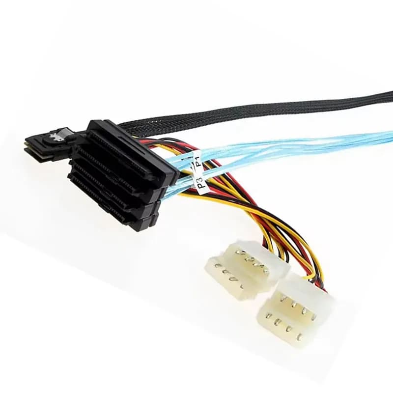 کابل تبدیل Mini SAS SFF-8087 به 4 پورت SFF8482 29Pin + برق 4 پین مدل SM91