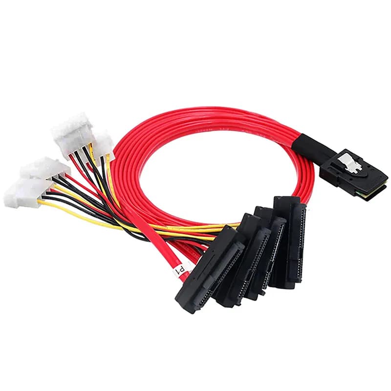 کابل تبدیل Mini SAS SFF-8087 به 4 پورت SFF8482 29Pin + برق 4 پین مدل SM81