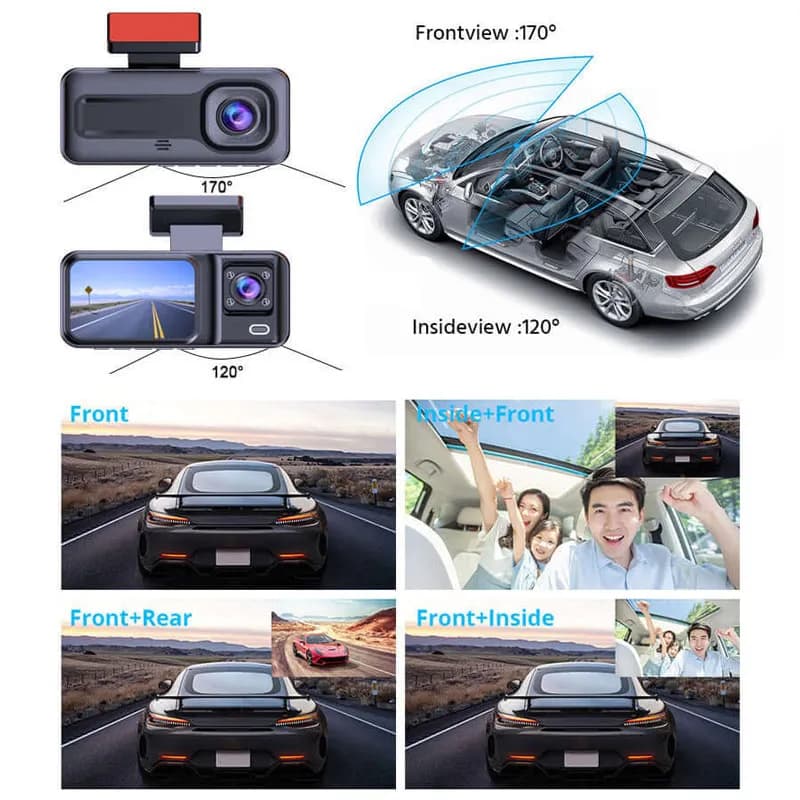 دوربین ثبت وقایع خودرو 3 دوربین مدل DVR XC800 WiFi — تصویر ۵