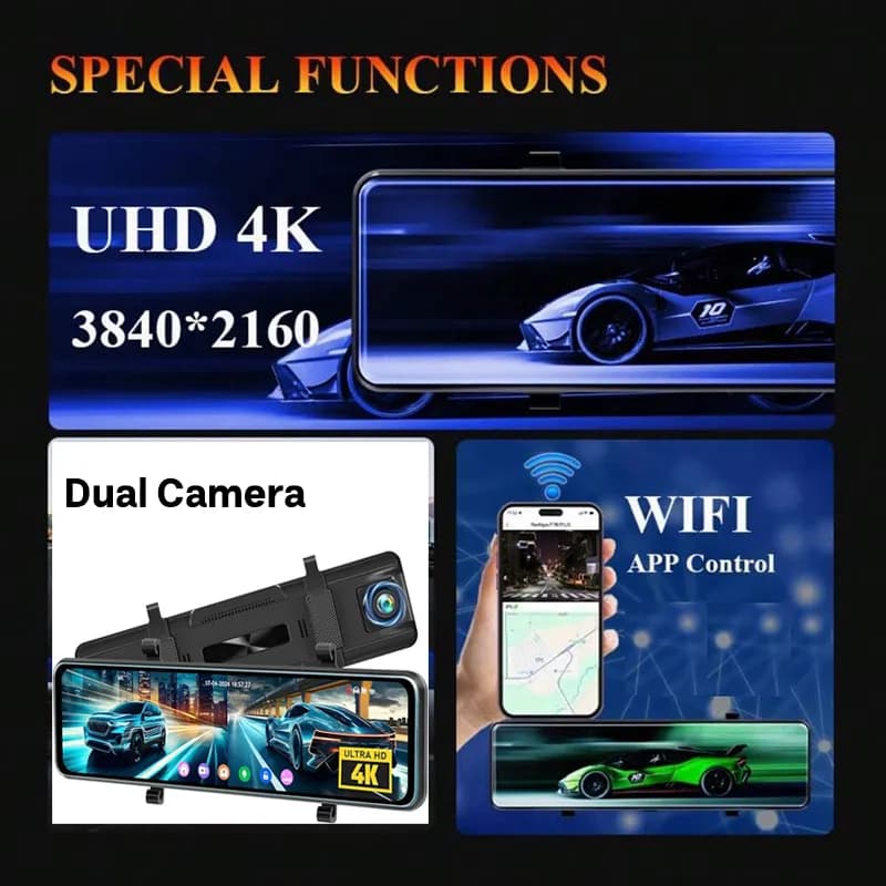 دوربین ثبت وقایع خودرو آینه ای 2 دوربین مدل RoadLens H30D-4K — تصویر ۶