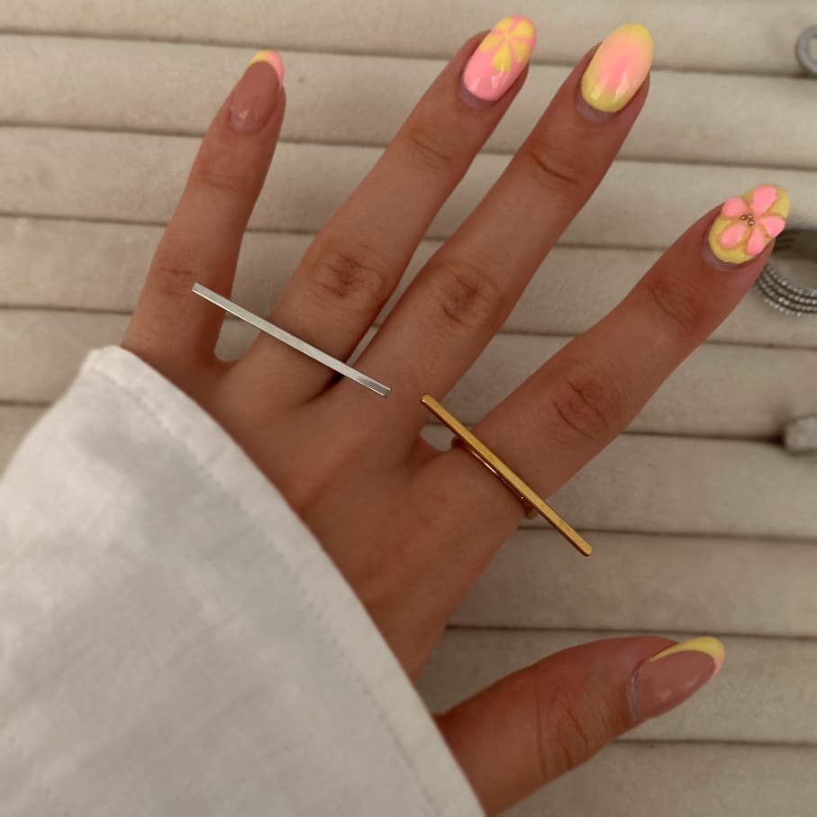 انگشتر خطی نقره ای استیل — تصویر ۲