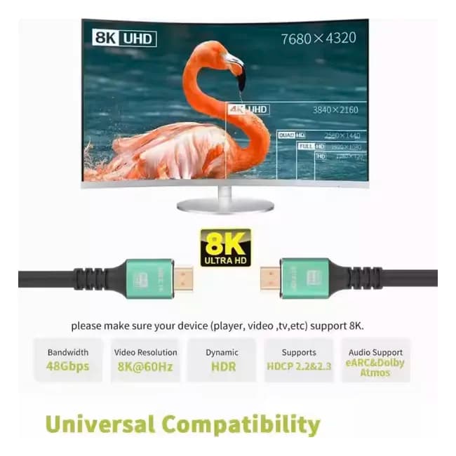 کابل HDMI مدل HD2.1V PREMIUM 8K به طول 1.5 متر — تصویر ۵