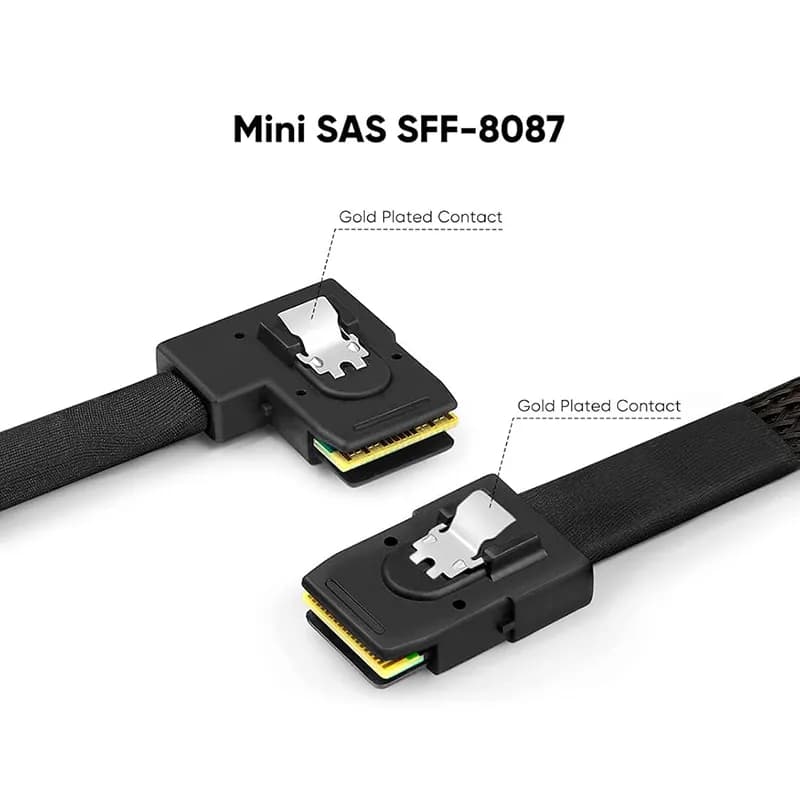 کابل تبدیل Mini SAS SFF-8087 به Mini SAS SFF-8087 مدل SM38 تخت 90 درجه — تصویر ۲